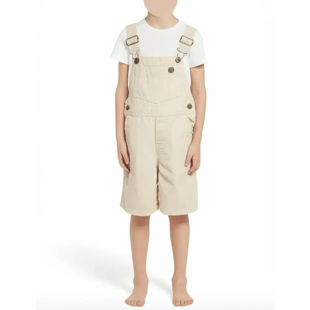 OshKosh‎ B'gosh Kids Shortalls Size 18 MOS Beige Adjustable Straps Playful